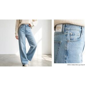 Ceros Womens Malibu Wide Leg Jeans 29 Blue Denim High Rise CW9008C